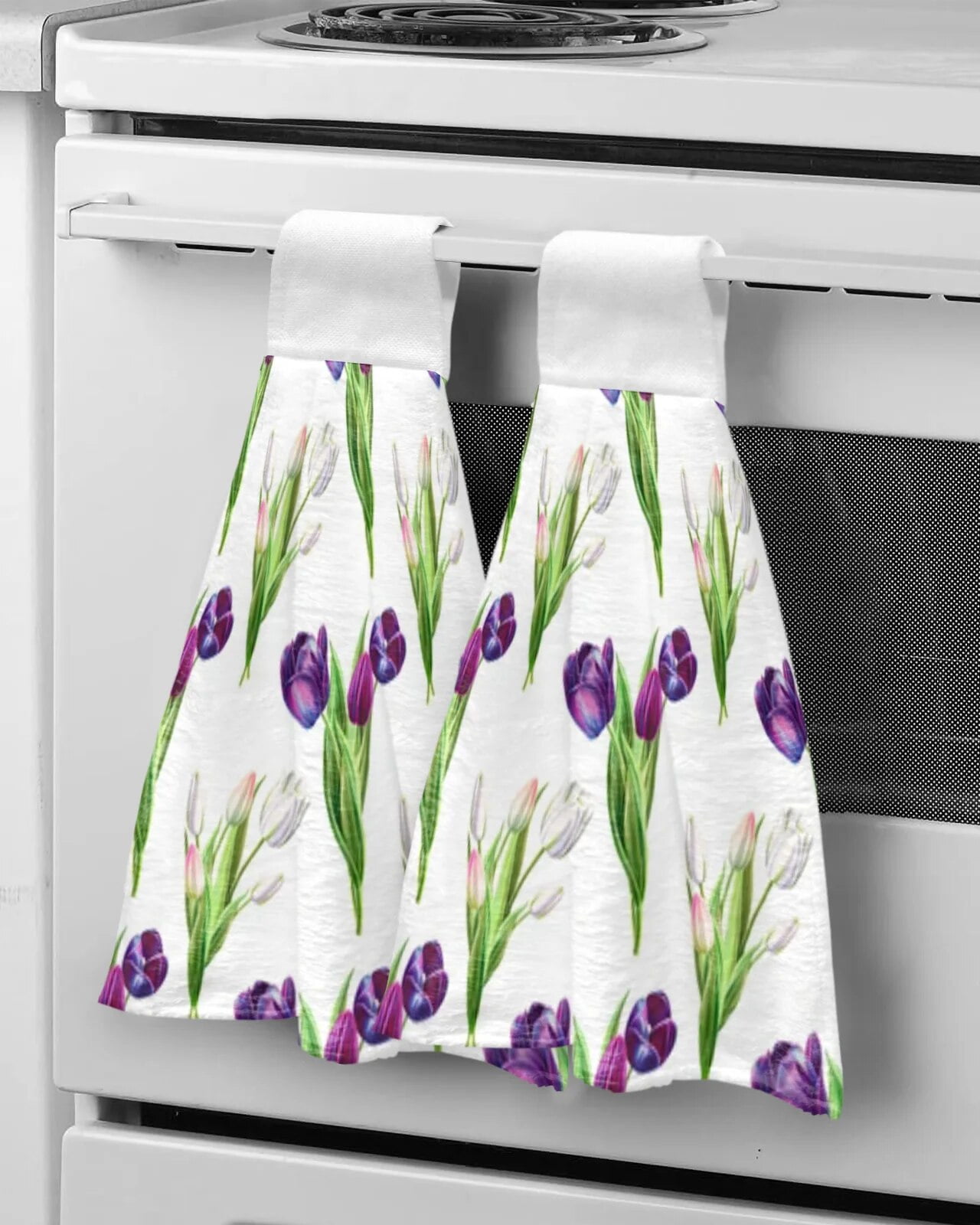 Black And White Tulips Watercolor Hand Towels For Bathroom Absorbent