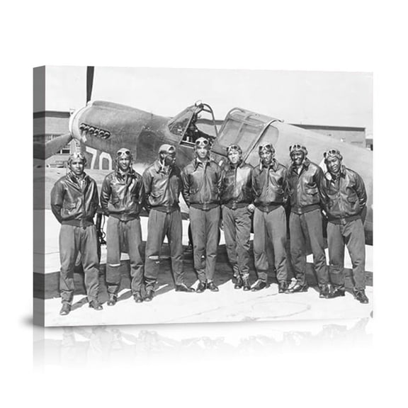 Black And White Tuskegee Airmen WWII Photo History US Army Portraits Canvas