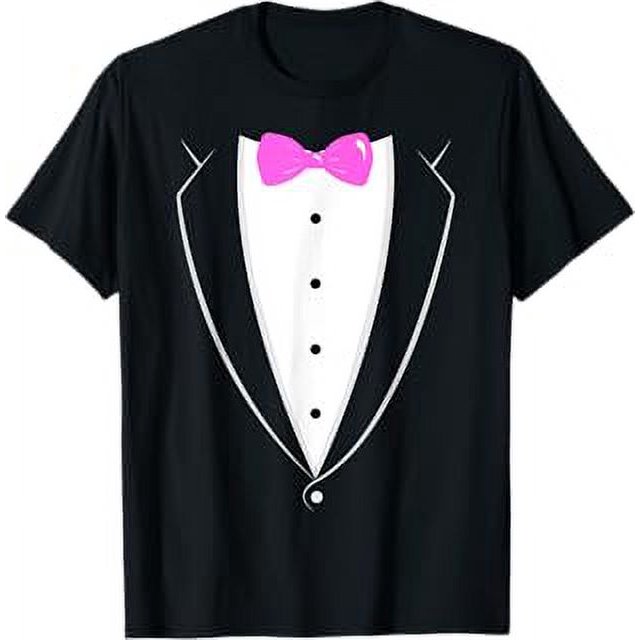 Black And White Tuxedo With Pink Bow tie Novelty T Shirt