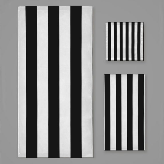 Black And White Vertical Stripes Bath Towel Sets For Bathroom Hand Towels Fingertip Towels 3 Piece Soft Absorbent For Bathroom Kitchen Hotel Beach
