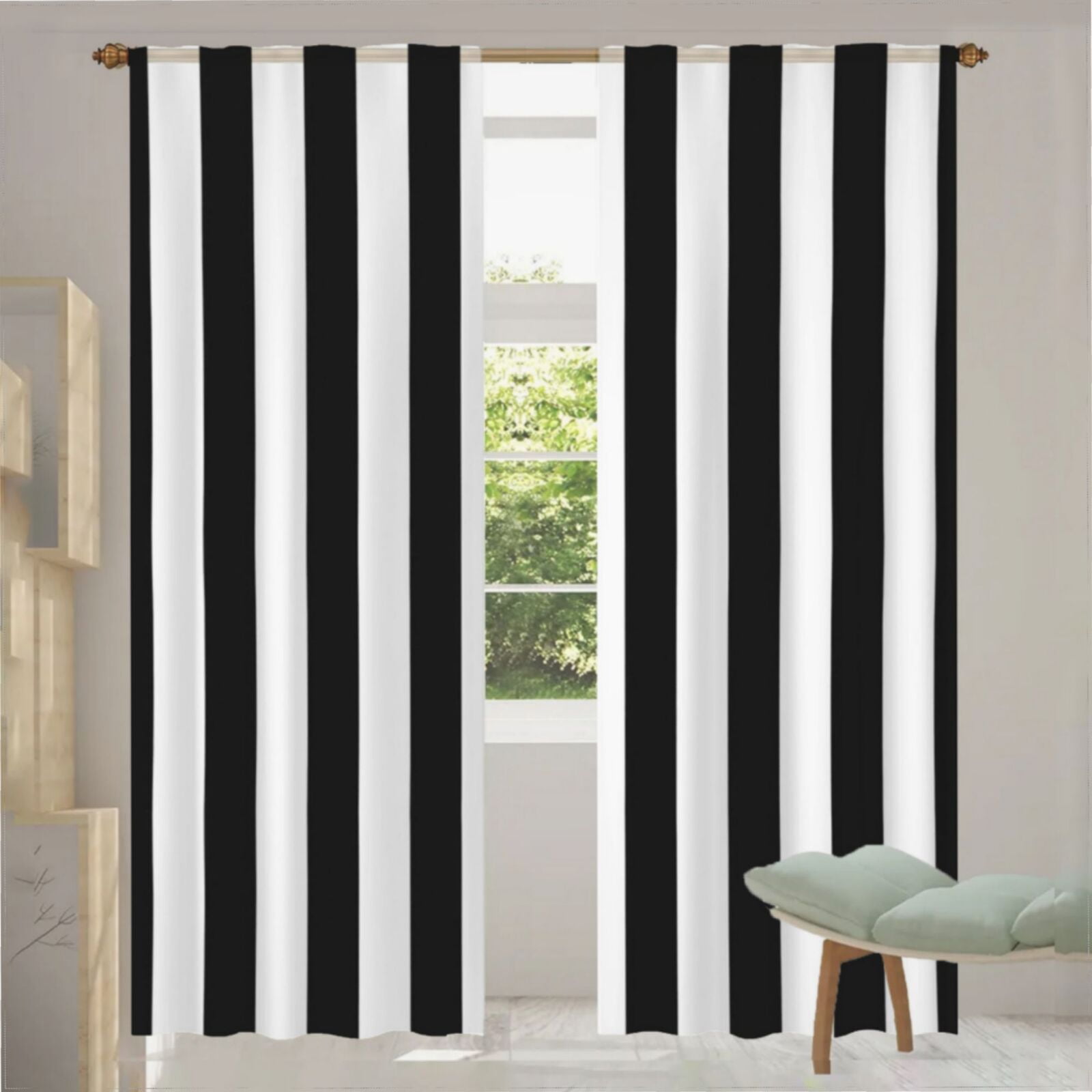 Black And White Vertical Stripes Curtains for Living Room Bedroom Decor