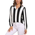 thumbnail image 1 of Black And White Vertical Stripes Long Sleeve Blouse Woman Streetwear Casual Shirts Summer Oversize Woman Streetwear Clothing Birthday Present, 1 of 7