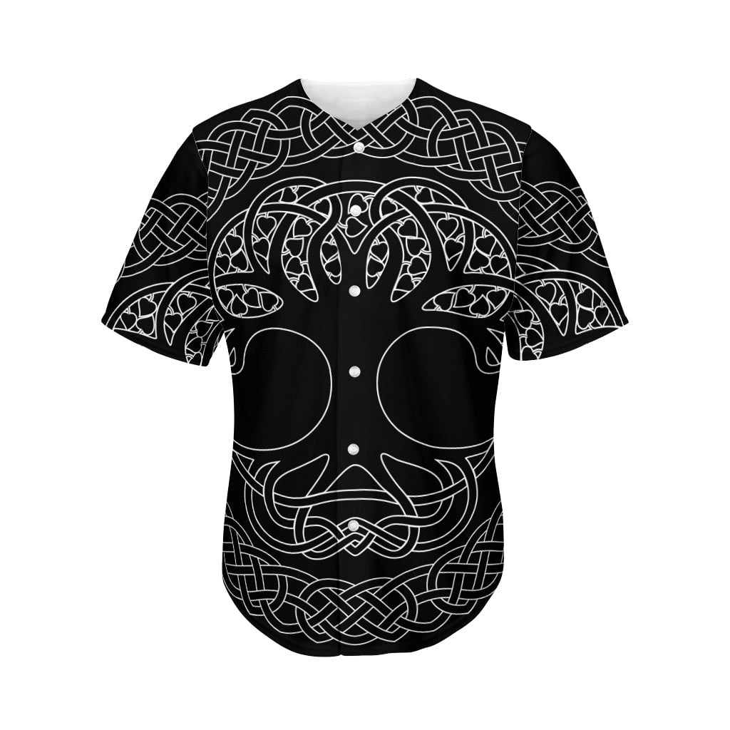 Black And White Viking Yggdrasil Print Active Baseball Jersey for Men ...