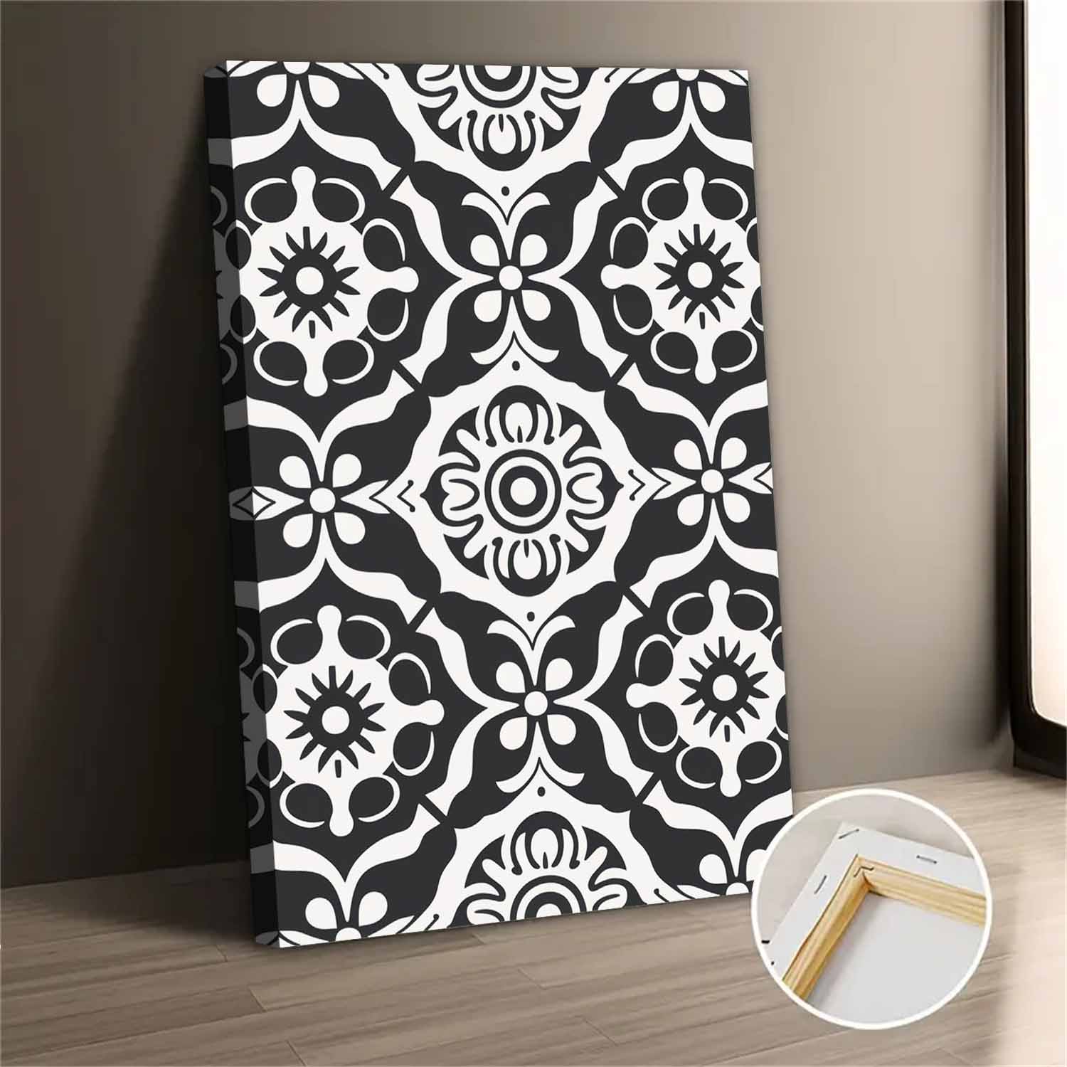 Black And White Vintage Geometric Pattern Canvas Wall Art - Walmart.com