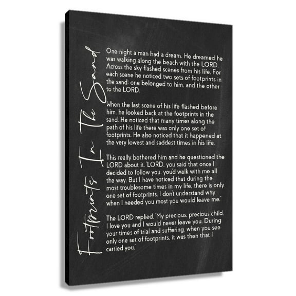 Black And White Wall Art Footprints In The Sand Poem Wall Art Prints Poster Canvas Paintings For Office  Unframed 12x18 in