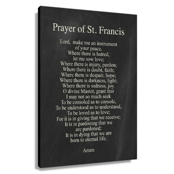 Black And White Wall Art Prayer Of St. Francis Of Assisi Quotes Wall Art Prints Poster Canvas Decorations Framed 12×18 in