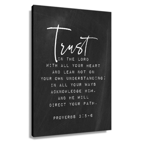 Black And White Wall Art Proverbs 3 5-6 Wall Art Bible Verse Poster Pictures For Bedroom Modern Canvas Prints Framed 24×36 in