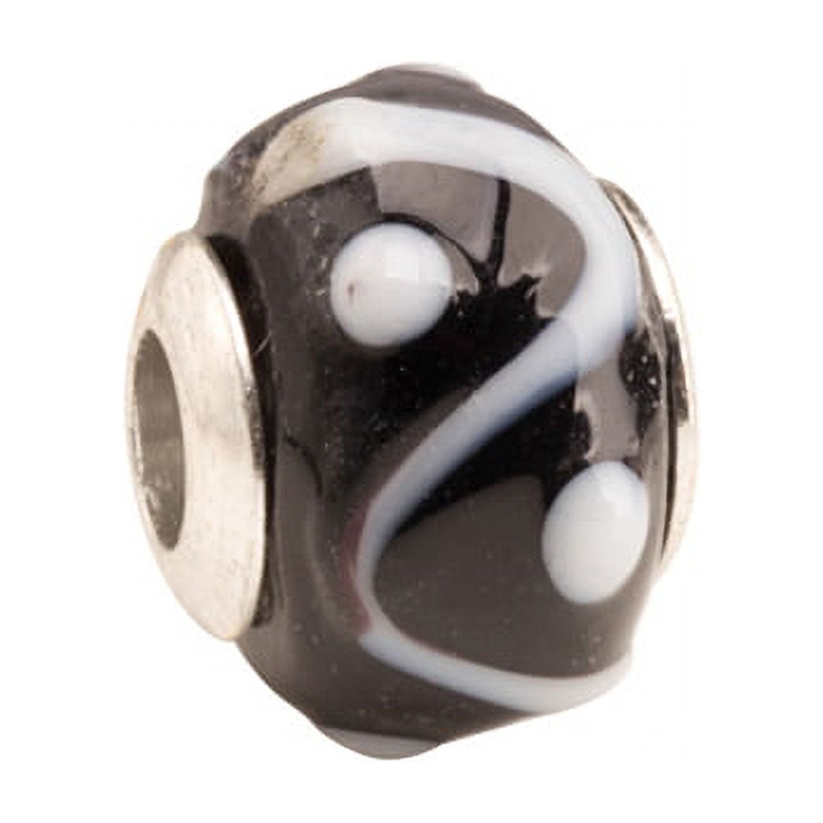 Black And White Yin Yang Large Hole Beads Murano Lampwork European