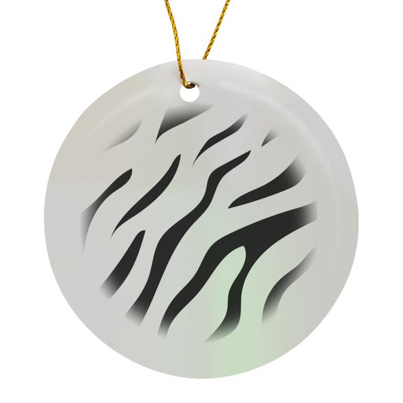 3drose, Black and White Zebra Africa Pattern Style, Circle Porcelain Ornament