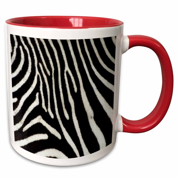 3drose, Black and White Zebra Animal Print, 11oz Two-tone Red Mug
