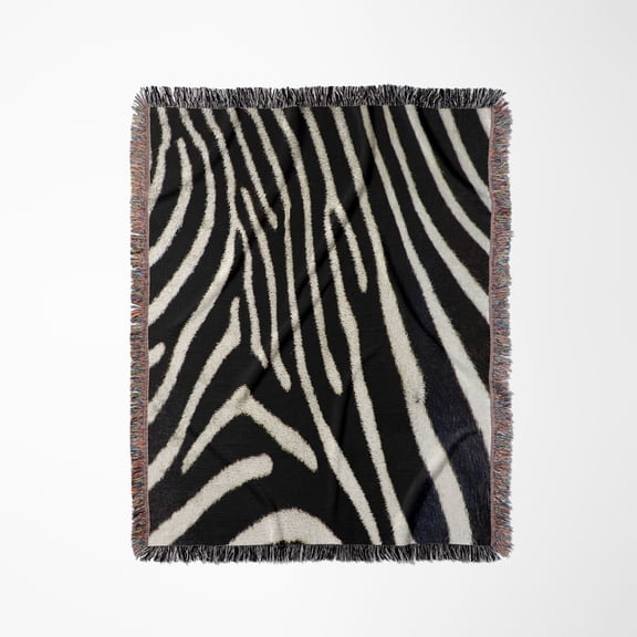 Black And White Zebra Animal Print, Woven Blanket