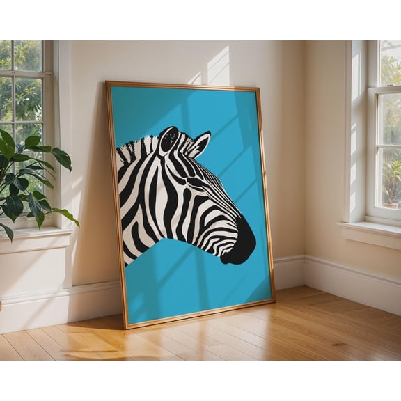 Black And White Zebra Head Art Print, Minimalist Animal Wall Art, Contemporary Home Decor , Poster Print Only