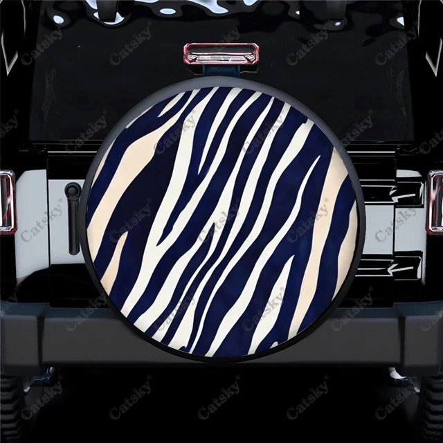 Black And White Zebra Skin Polyester Universal Spare Wheel Tire Cover