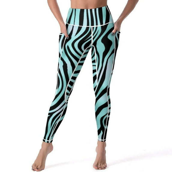 Black And White Zebra Yoga Pants Female Striped Print Leggings High Waist Yoga Legging Elastic Graphic Fitness Sport Pants