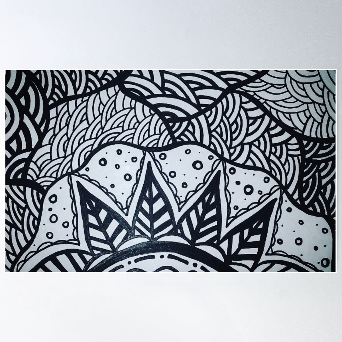 Black And White Zentangle Nature Poster Wall Art, Modern Wall Decor For ...