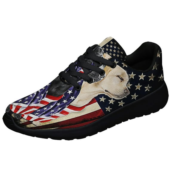 Black And Yellow Labrador Retriever American flag Patriot Shoes Sneakers Black Size 11