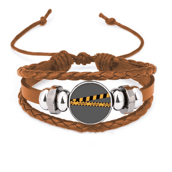 Black And Yellow Strips Erro Warning Line Bracelet Wristband Leather Jewelry Ornament