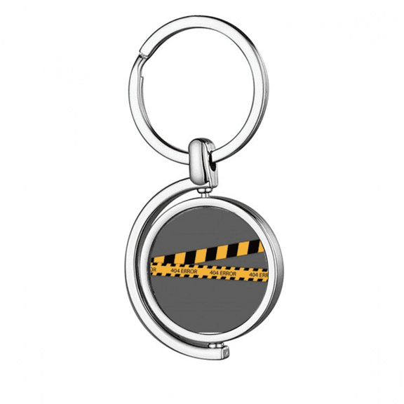 Black And Yellow Strips Erro Warning Line Rotating Keychain Metal Keyring Holder