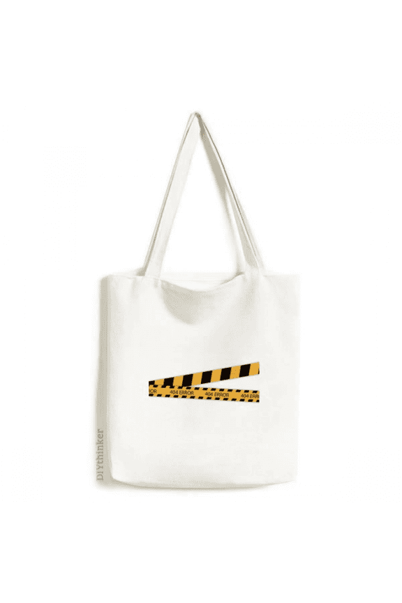 Black And Yellow Strips Erro Warning Line Tote Canvas Bag Shopping Satchel Casual Handbag