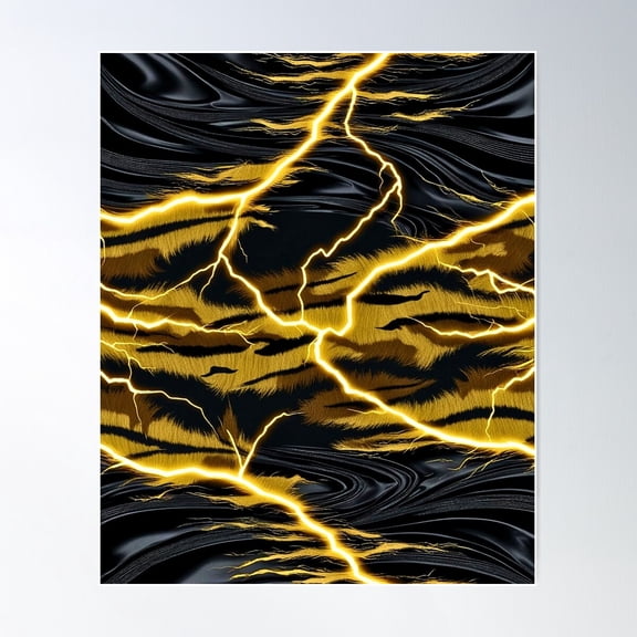 Black And Yellow Tiger Stripe Camo- Tiger Stripe Fusion Camouflage Pattern Poster Wall Art, Modern Wall Decor For Living Room Bedroom, 24x36 UNFRAMED