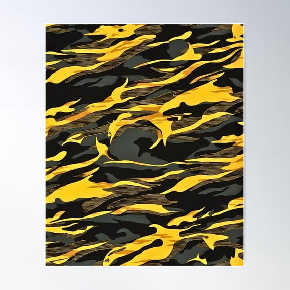 Black And Yellow Tiger Stripe Camo- Tiger Stripe Fusion Camouflage Pattern Poster Wall Art, Modern Wall Decor For Living Room Bedroom, 8x12 UNFRAMED