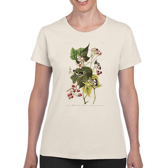 Black And Yellow Warbler T-Shirt Women -John James Audubon Designs, Female Large