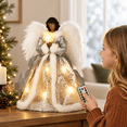 Black Angel With the Remote-1 Lighted Christmas Tree Topper with 8 ...