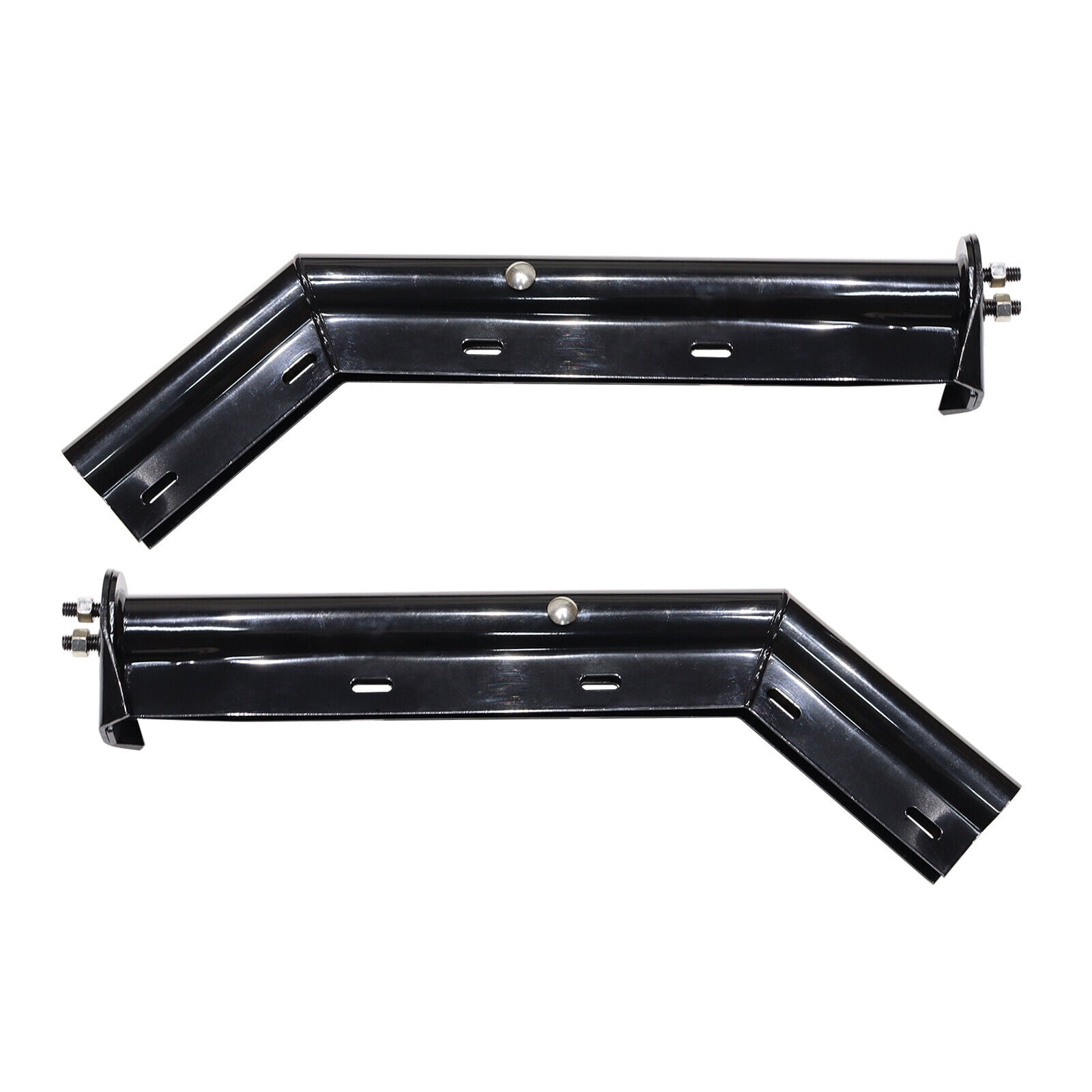 Black Angled Spring Loaded Mud Flap Hanger Set 11/8" Bolt Spacing 27.5" Length