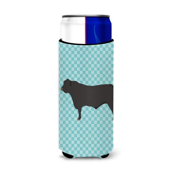 Black Angus Cow Blue Check Michelob Ultra Hugger for Slim Cans