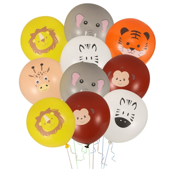 FRCOLOR 12pcs Cartoon Animal Balloons Metallic Latex Kids Balloons Party Supplies for Birthday Graduation Baby Shower Decoration 12 Inch