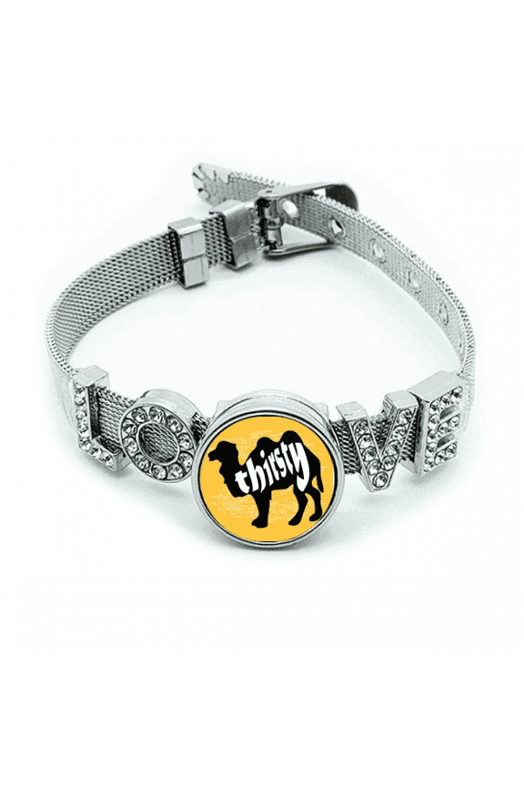 Black Animal Camel Outline Natural Bracelet Wristband Crystal Love Adjustable Bangle