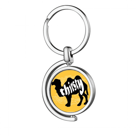 Black Animal Camel Outline Natural Rotating Keychain Metal Keyring Holder