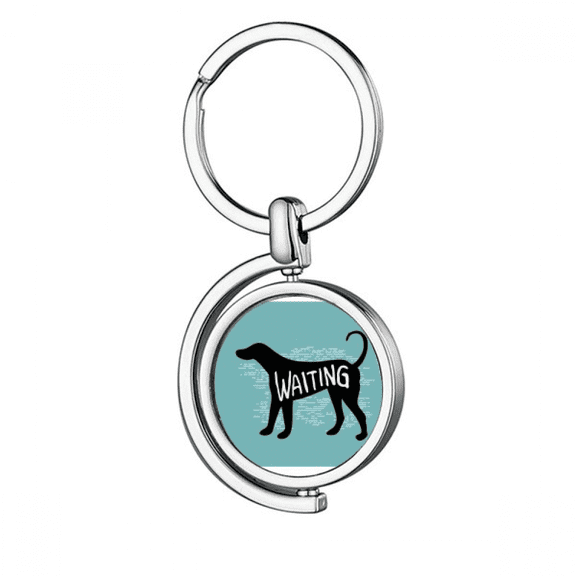 Black Animal Dog Outline Natural Rotating Keychain Metal Keyring Holder