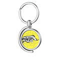 thumbnail image 1 of Black Animal Rhinoceros Outline Natural Rotating Keychain Metal Keyring Holder, 1 of 2