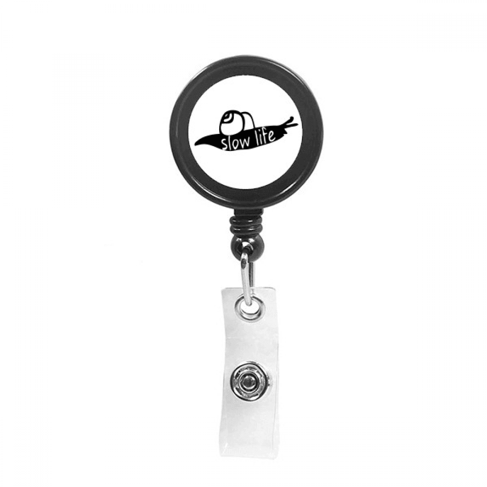 Black Animal Snail Outline Natural Retractable Keychain Badge Holder ID Badge
