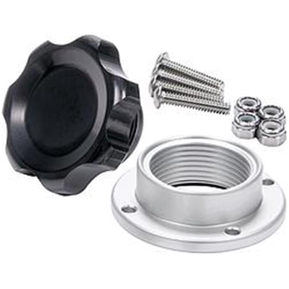 Black Anodized Filler Cap with Bolt-In Aluminum Bung, Small