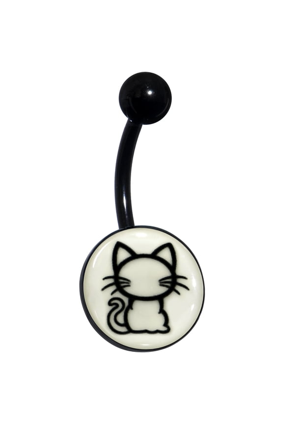 Black Anodized Glow in the Dark Kitty Cat Belly Ring