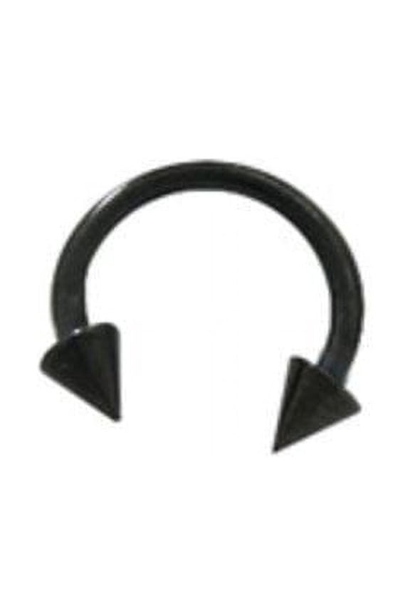 Black Anodized Titanium 14G Horseshoe Ring with 5mm Spike Ends