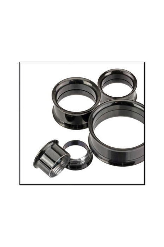 Black Anodized Titanium Screw Fit Double Flare Ear Gauges - Sold as a pair