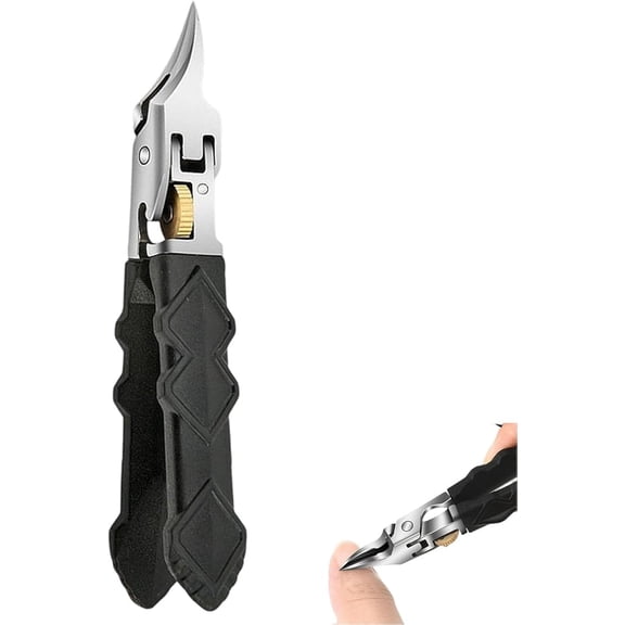 Black Anti Slip Grip Gear Lock Nail Clipper, Anti-Slip Grip Gear Lock Nail Clipper Set with Ultra-Sharp Tips, Hard Nails and Ingrown Toenails (Nail Clipper Only)
