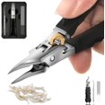 thumbnail image 1 of Black Anti-Slip Grip Gear Lock Nail Clipper Set, Heavy Duty Stainless Steel Nail Clippers for Thick Nails, Precision Sharp Toenail & Fingernail Trimmer with Safety Lock, No-Slip Ergonomic Handle, 1 of 7