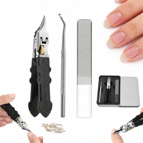 Black Anti-Slip Grip Gear Lock Nail Clipper Set | with Ultra-Sharp Tips for Precise Access to Nail Grooves, Heavy Duty Nail Clippers for Men & Thick Nails