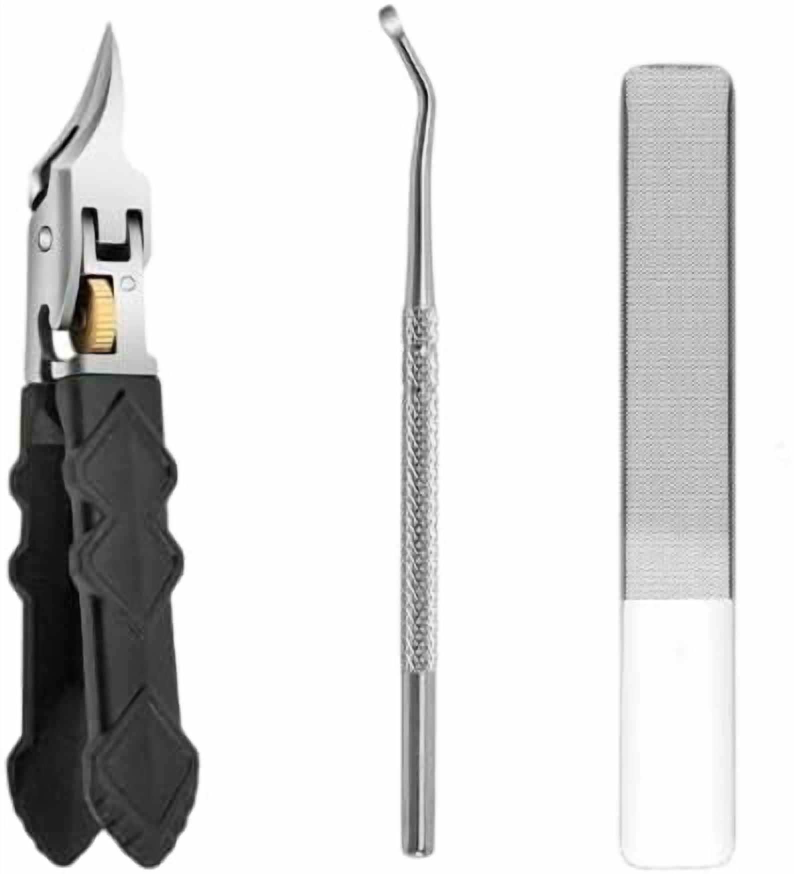 Black Anti-Slip Grip Gear Lock Nail Clipper Set with Ultra-Sharp Tips for Precise Access to Nail Grooves Professional-Grade Manicure Tool for Men Seniors Curved Sharp Blades