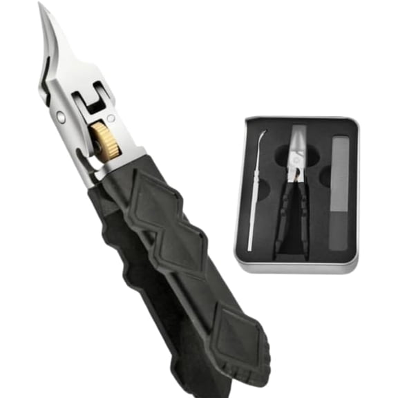Black Anti Slip Grip Gear Lock Nail Clipper Set with Ultra, Sharp Tips for Precise Access to Nail Grooves Professional, Heavy Duty Ingrown Toenail Clippers for Thick Hard Nails