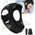 thumbnail image 1 of Black Anti Snore Chin Strap Breathable Snoring Solution Non-Stick Hair Fade Resistant, 1 of 5