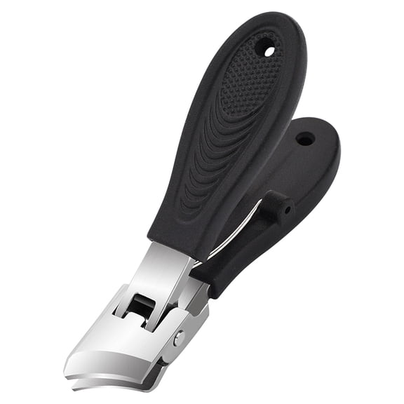 Black Anti Splash Slanted Nail Clipper Wide Jaw For Hard Nails