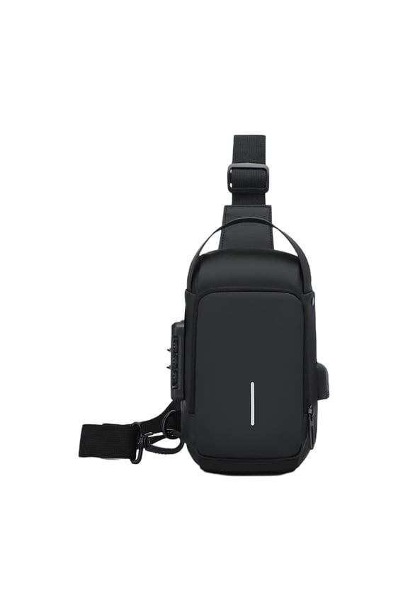 Black Anti Theft Sling Bag, Crossbody Chest Bag With Combination Lock, Compact Daypack For Travel Commute, Rfid Blocking Pocket For Phone Wallet