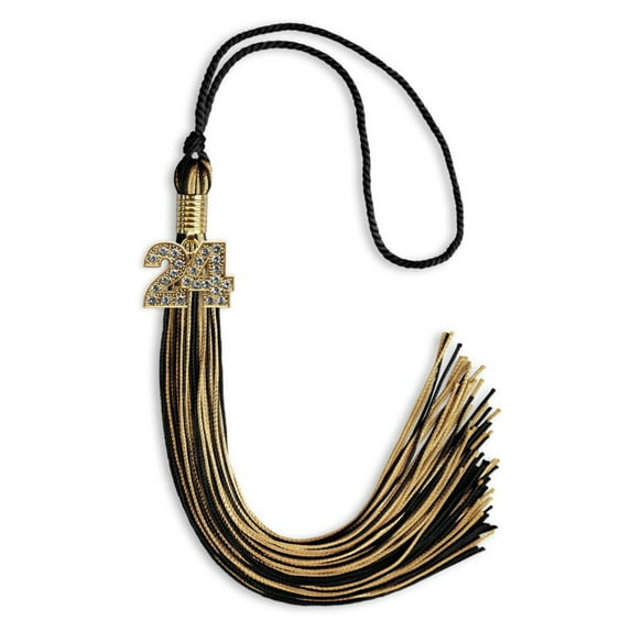 Endea Graduation Black/Antique Gold Mixed Color Graduation Tassel with Gold Date Drop