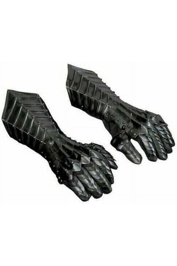 Black Antique Nazgul Gauntlets Steel Medieval armor Gloves ~ Crusader Larp Gauntlets