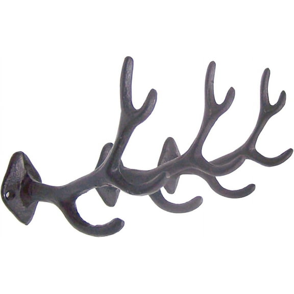 Wowser Brands Black Antler Wall Hooks, Set of 3, Wall Mounted Decoration, 5.5 Inches